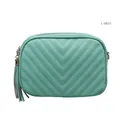 Borsa a tracolla verde chiaro trapuntata con nappa elegante e dettagli oro - verde chiaro