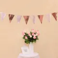 Gold and white wavy party bunting banner with 12 flags and 5-meter string - Wave Pattern Triangle Bunting / Rose Gold