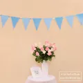 Blue and white gold-stamped wave pattern pennant banner for birthday party decoration - Wave Pattern Triangle Bunting / Blue