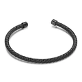Pulsera de cable minimalista en acero inoxidable negro con terminales pulidos - Negro de Humo