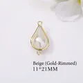 Ciondolo a goccia in perla crema con bordo dorato per gioielli DIY, 11x21mm - 11*21MM / Beige (Bordo Oro)
