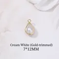 Water drop pearl pendant 7x12mm in cream white with gold metal edge for DIY jewelry - 7*12mm / Off-White (Gold Edge)