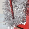 Sparkling silver Christmas tinsel garland for festive tree and holiday party decorations - Silver