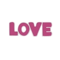 Spilla LOVE in metallo rosa per accessorio di San Valentino con bordo argento - LOVE - Rosa