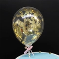 Golden sequin filled 5-inch transparent cake balloon topper with pink bow detail - Round / Gold Sequin