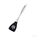 Slotted kitchen turner with black silicone head and stainless steel handle - Black Slotted Turner