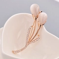 Elegant rose gold tulip brooch with opal petals and sparkling zircons in a heart ceramic dish - 2# Tulip