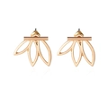 Minimalist golden hollow lotus flower petal earrings set in polished metal finish - Rose Gold B3203