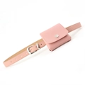 Chic pink leather fanny pack with silver metal buckle belt on a white background - 105cm x 2.4cm / Pink