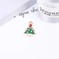 Groene kerstboom hanger van legering met gouden randen en kleurrijke emaille - Nr. 11 Dubbellaagse kerstboom