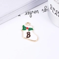 Christmas stocking pendant with letter B, white enamel with red berries and gold edge - No.23 Letter B Stocking