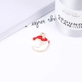 Christmas Santa Claus on moon alloy pendant in red and white enamel for DIY jewelry - No.5 Moon Santa Hat