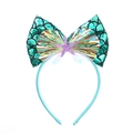 Diadema de sirena arcoíris con escamas de pez y decoración de estrella de mar púrpura - Verde
