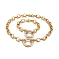 Conjunto de joyas doradas con collar y pulsera de cadena gruesa y colgantes con circonitas - Conjunto Dorado