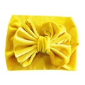Elastic yellow velvet baby headband featuring a large bow for toddlers and infants - Yellow