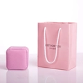 Pink velvet jewelry box with matching gift bag featuring Just For You text and ribbon - Pink Gift Bag