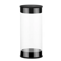 Roze mushroom make-up kwast in een minimalistische transparante acryl opbergbox - Draagbare Opbergkoker