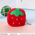 Cute strawberry plush coin purse with red fabric and leaf detail, size 8x5cm - Red Strawberry