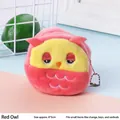 Red owl plush coin purse with metal zipper and keychain, sized 8x5cm for girls - Red Owl