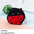 Cute ladybug plush coin purse in red and black with chain, size 8x5cm for girls - Ladybug