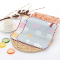 Soft six-layer cotton hand towel with cute blue cloud print and red label - Cyan Cloud
