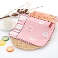 Pink striped 100% cotton gauze washcloth with cute cartoon chick embroidery detail - Pink Duckling