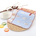 Two-pack 6-layer cotton baby towels with cartoon fish patterns in blue and beige - 25*25cm Square Towel / Blue Small Fish