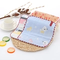 Soft six-layer 100% cotton baby washcloths with dog prints in blue and pink stripe - Blue Puppy
