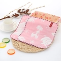 Pink cotton gauze handkerchief for babies with cute giraffe animal prints - Pink Animal