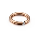 Minimalist rose gold titanium ring with a tension-set round cubic zirconia stone - US 6 / 4mm / Rose Gold