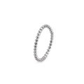 Minimalist silver beaded wave titanium steel ring for women in a professional side view - US 7 / Steel Color (KR49213-K)