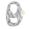 Detail of infinity scarf with hidden zipper pocket showing a smartphone storage - White with Grey Arrow