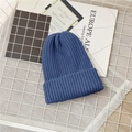 Minimalist kids dark blue ribbed knit beanie hat for warmth in autumn and winter - Sapphire Blue