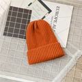 Simple bright orange knit beanie for children made of thick textured woolen yarn - Orange