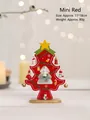 Mini red wooden desktop Christmas tree with gold base and festive ornaments 11x18cm - Mini / Red