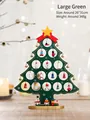 DIY large green wooden Christmas tree desk ornament with miniature bells and snowmen - Large / Green