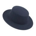 Classic dark blue wide brim wool fedora hat for adults in a timeless elegant style - 58cm / Navy Blue