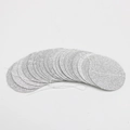 Stack of silver glitter circle paper tags with white string for party wall decoration - 2m Glitter Silver Circle Garland