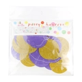 Purple and gold glitter paper circle garland in retail packaging for party decor - 2m Glitter Circle Gold & Purple Garland
