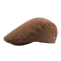 Brown retro ivy cap featuring horizontal textured fabric and side metal buckle detail - Adjustable / Brown