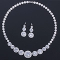 Detailed view of silver bridal jewelry set with micro-pave cubic zirconia gemstones - Platinum Plated White Zircon