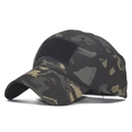 Detailed side view of tactical camouflage baseball cap with ripstop fabric and front velcro area - Adjustable / Black Grey Camo(3)