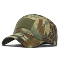 Macro detail of camouflage tactical baseball cap showing Velcro patch area and fabric texture - Adjustable / Olive Python Camo(7)