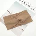 Elastic knitted twist headband in khaki color with ribbed texture for yoga and sports - Khaki (B15-10)