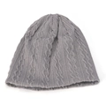 Men's grey cable knit winter beanie hat with warm thick thermal lining for outdoors - Gray