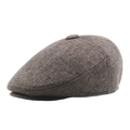 Classic dark brown checkered flat cap for men featuring a warm wool-like texture - 58cm / Khaki