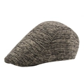 British style grey brown wool blend beret hat with vintage knit texture and warm padding - 58cm / Khaki