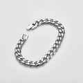 Klassieke zilveren titanium stalen Cubaanse schakelarmband met gepolijste vouwsluiting - Staal-21CM