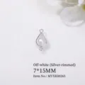 Ciondolo a perla a goccia per gioielli fai da te con bordo argento e doppi anelli, 7x15mm - 7*15MM / Bianco Sporco (Bordo Argento)