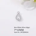 Ciondolo a goccia di perla 7x12mm con bordo argento per collane e gioielli fai da te - 7*12mm / Bianco Sporco (Bordo Argento)